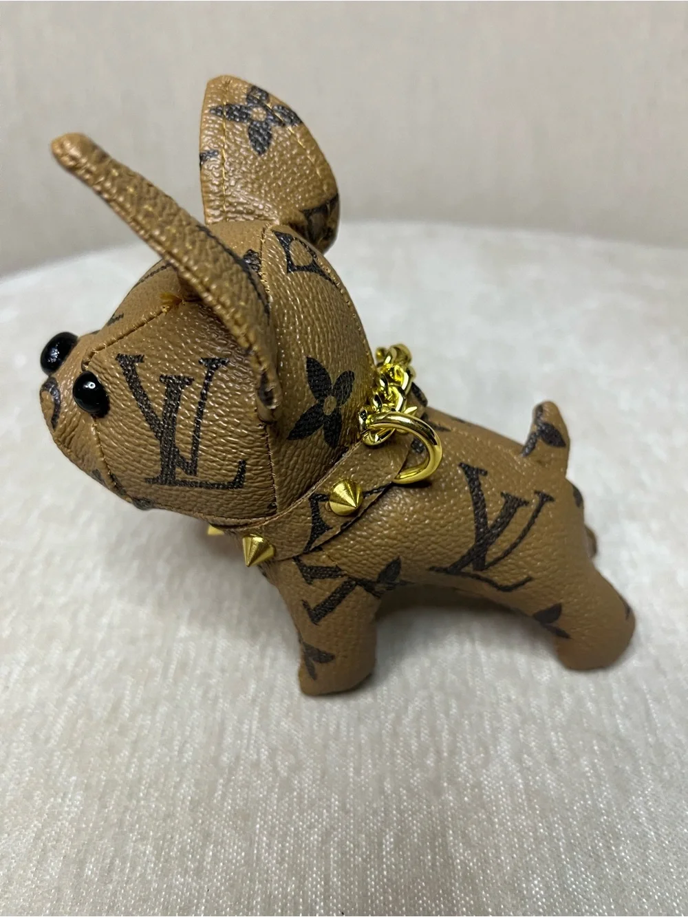 Louis Vuitton Monogram Brown and Black Puppy Charm with Gold Hardware